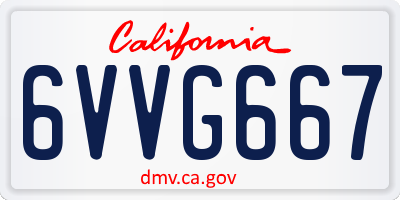 CA license plate 6VVG667