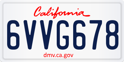 CA license plate 6VVG678