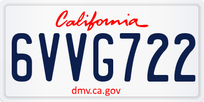 CA license plate 6VVG722