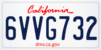CA license plate 6VVG732