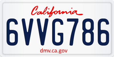 CA license plate 6VVG786