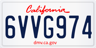 CA license plate 6VVG974