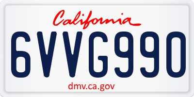 CA license plate 6VVG990