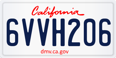 CA license plate 6VVH206