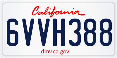 CA license plate 6VVH388