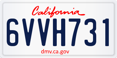CA license plate 6VVH731