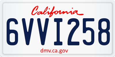 CA license plate 6VVI258