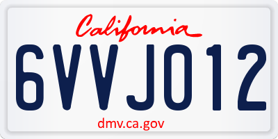 CA license plate 6VVJ012