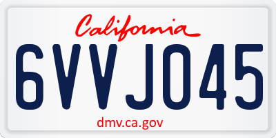 CA license plate 6VVJ045