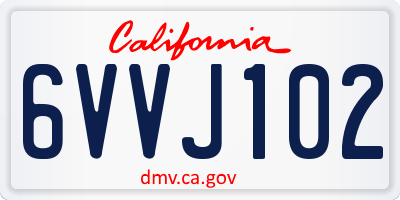 CA license plate 6VVJ102