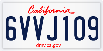 CA license plate 6VVJ109