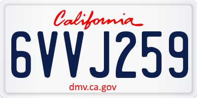 CA license plate 6VVJ259