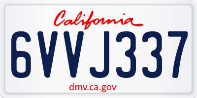 CA license plate 6VVJ337