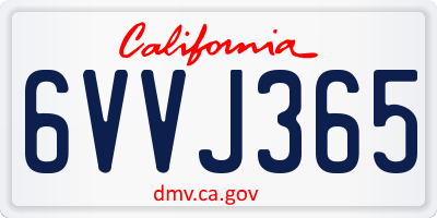 CA license plate 6VVJ365