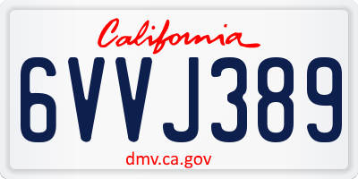 CA license plate 6VVJ389