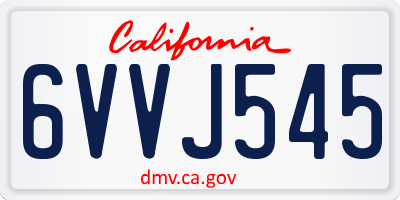 CA license plate 6VVJ545
