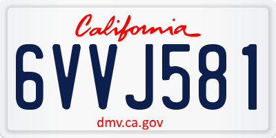 CA license plate 6VVJ581