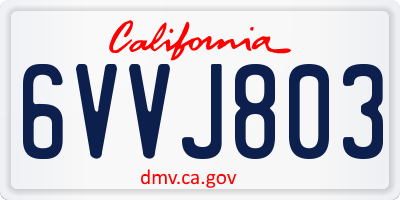 CA license plate 6VVJ803