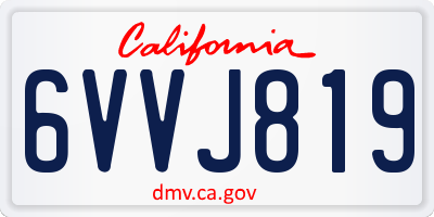 CA license plate 6VVJ819