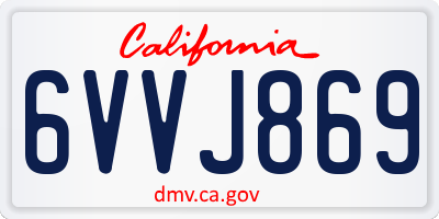 CA license plate 6VVJ869