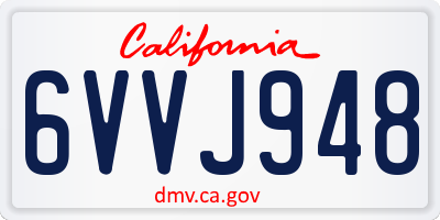 CA license plate 6VVJ948