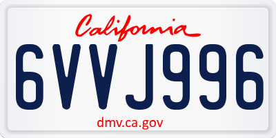 CA license plate 6VVJ996