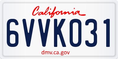 CA license plate 6VVK031