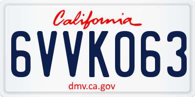 CA license plate 6VVK063