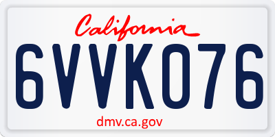 CA license plate 6VVK076