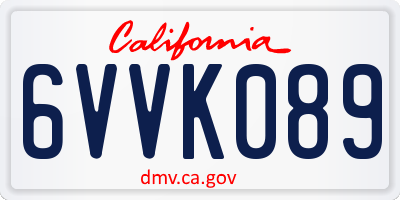 CA license plate 6VVK089