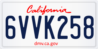 CA license plate 6VVK258