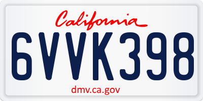 CA license plate 6VVK398