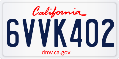 CA license plate 6VVK402