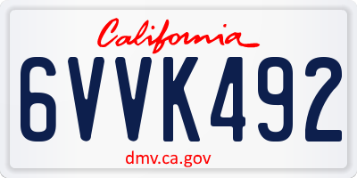 CA license plate 6VVK492