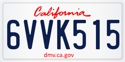 CA license plate 6VVK515