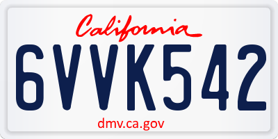 CA license plate 6VVK542