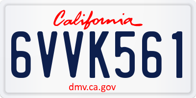CA license plate 6VVK561