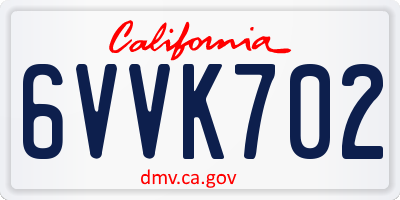 CA license plate 6VVK702