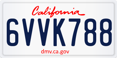 CA license plate 6VVK788