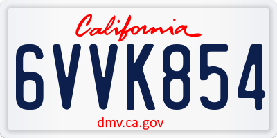 CA license plate 6VVK854