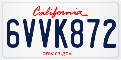 CA license plate 6VVK872