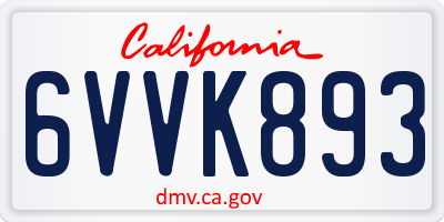CA license plate 6VVK893