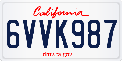 CA license plate 6VVK987