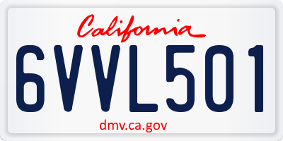 CA license plate 6VVL501