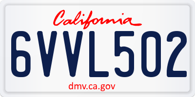 CA license plate 6VVL502