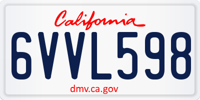 CA license plate 6VVL598