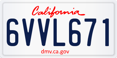 CA license plate 6VVL671
