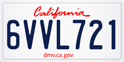 CA license plate 6VVL721