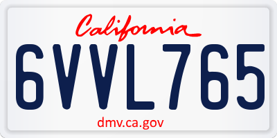 CA license plate 6VVL765