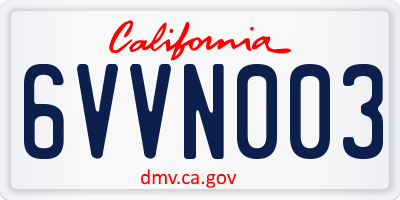 CA license plate 6VVN003